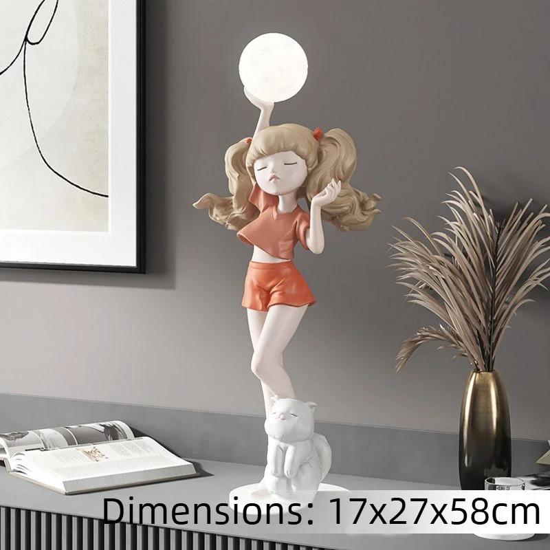 Creative Glowing Figurines Human Animal Theme Mini Statue Resin Material Craft Ornament Indoor Living Bedroom Home Decoration Cr