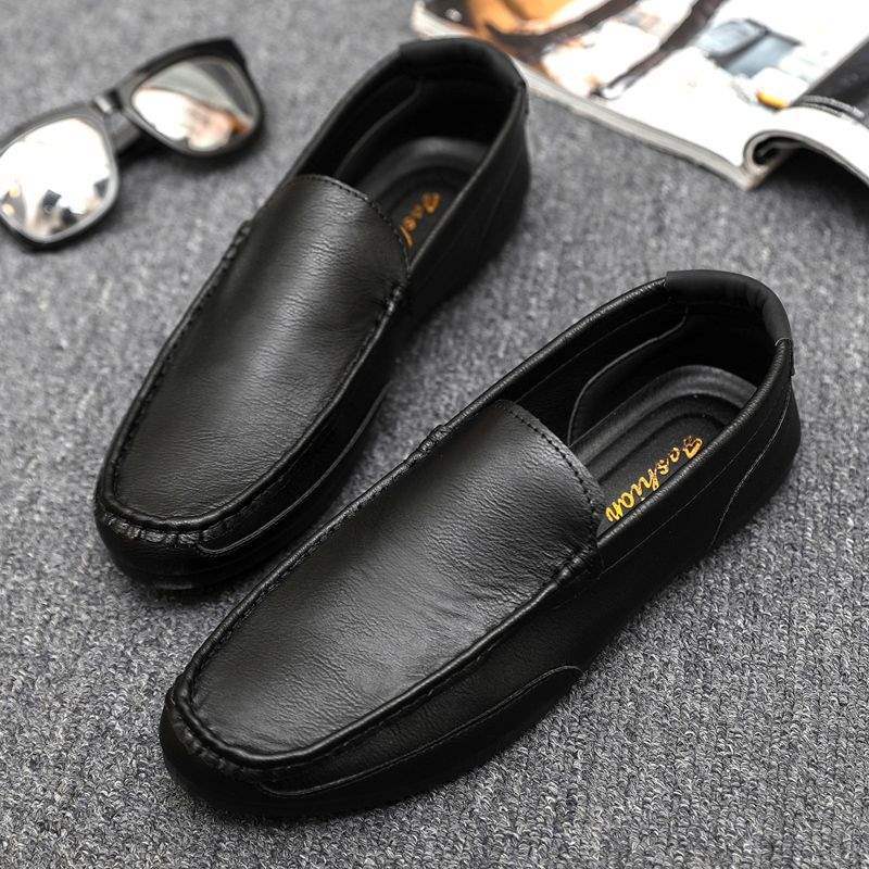 Dress Trend Autumn Lightweight Men's Loafers Doudou Shoes Simple Korean Version Non-slip Men's Shoes Small Leather Shoes Thick-soled Breathable