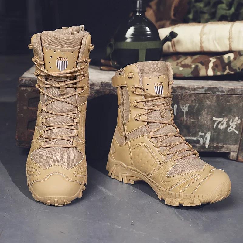 Men Climbing Shoes Waterproof Tactical Boots Military Hunting Hiking Shoes Breathable Army Boot Anti-Slip Motorcycle Zapatillas