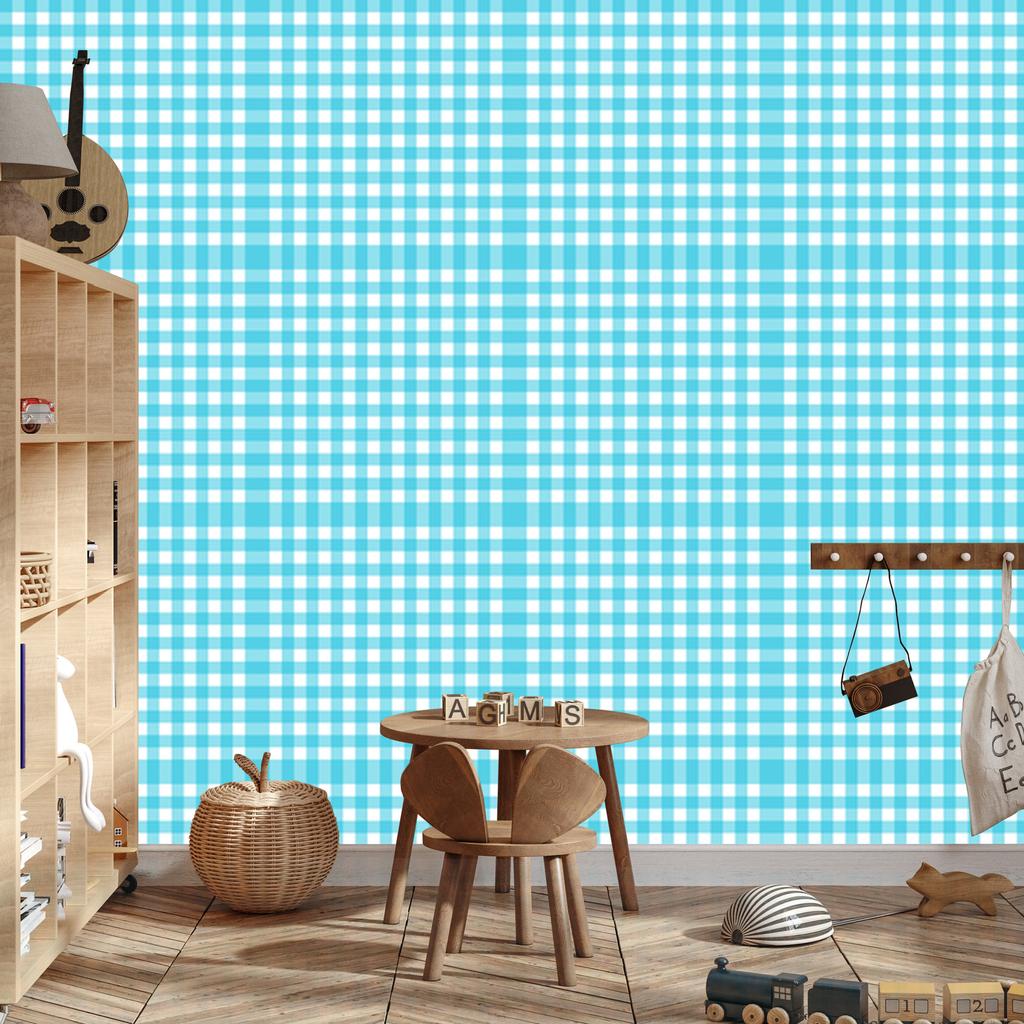 Wallpaper Fabric Pattern Celadon and Turquoise for Living Room and Bedroom 50x1000