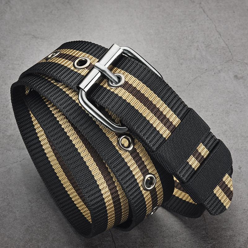 Canvas Belt Men'S Pin Buckle Imitation Nylon Knitted Student Green Unisex Belt Women
