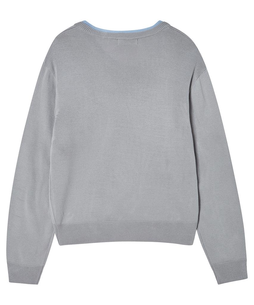 AWESOME STUDIO Classic Layered V-Neck Knit Gray