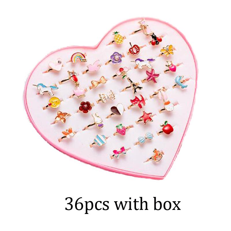 Children Rings Adjustable Exquisite Jewelry Cartoon Fashion Makeup Pretend Play Girls Birthday Gifts Kids Rewards TMZ