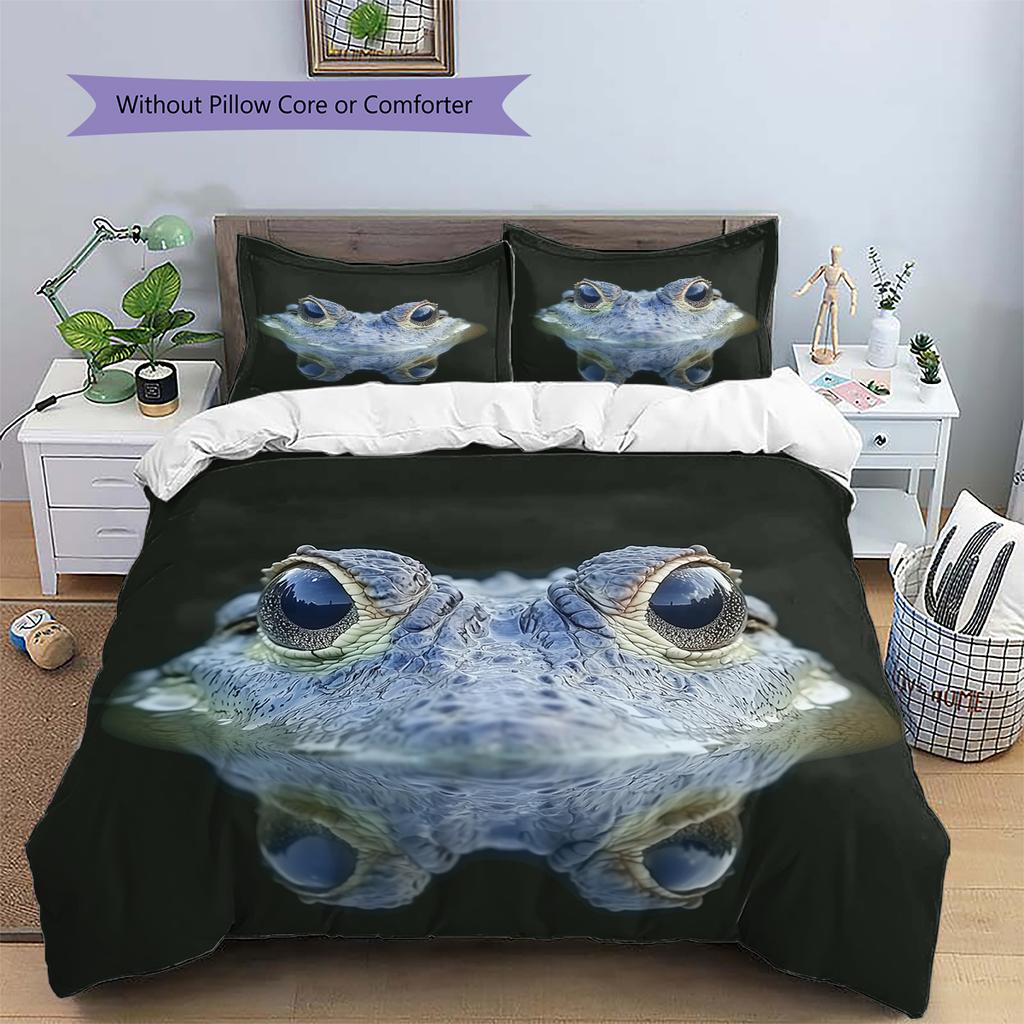 Black Crocodile Pattern Bedding Home Decoration Birthday Gift (1 * Duvet Cover + 2 * Pillowcase, Without Core)