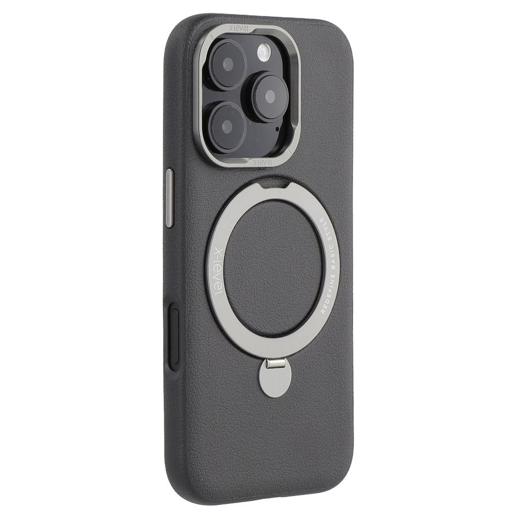 X-LEVEL For iPhone 16 Pro Max Magnetic Case Kickstand PC+PU Phone Back Cover