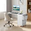 Computer Desk with Fabric Drawers, 120 Cm Reversible Study Work Writing Desk for Modern Home Office Bedroom, Simple Modern Cute PC Table Metal Frame