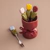Tulip Shape Dessert Forks with Storage Jar Ins Style Stainless Steel Fork  Kitchen Utensils