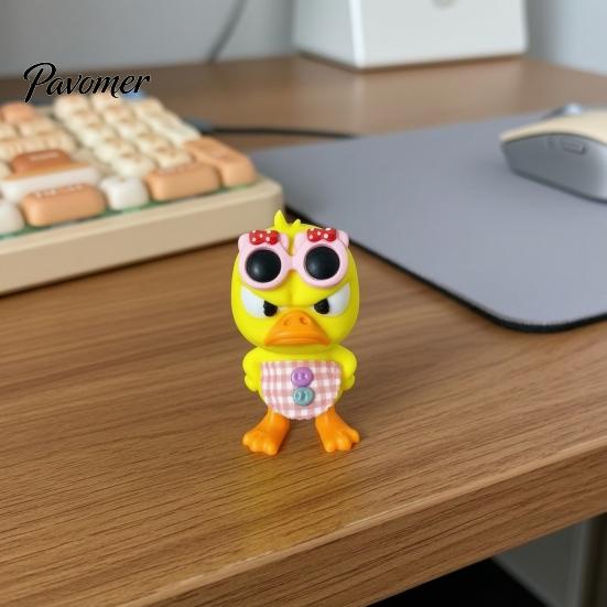 Trendy Room Decor 3D Printed Cute Duck Figurine with Glasses, Angry Pose Desk Decor, Creative Decorative Shelf Displays Office Bookcase Car Ornament,