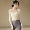Mesh Long-sleeve Top with Pads, Beauty Tank Top, Pilates Training Yoga Wear, Women's Gym Running T-shirt