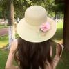 2026 Girls Floral Ribbon Straw Hat Summer Breathable Sun Hat Women Fashion UV Protection Woven Cap Gift