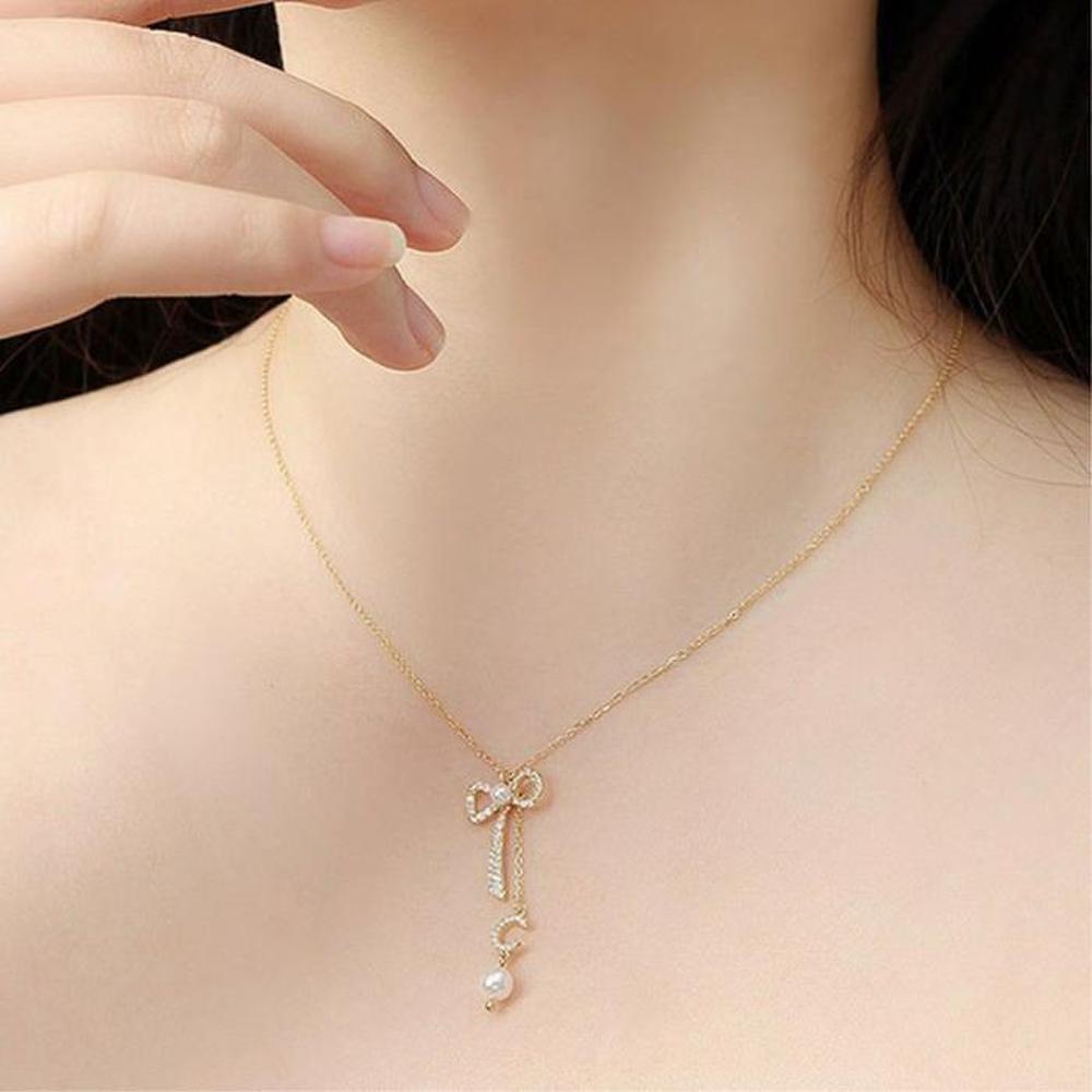 [Onoma] Onm Vitarito 92.5 Silver Gold-Plated Ribbon Pearl Ball Necklace (31455961)