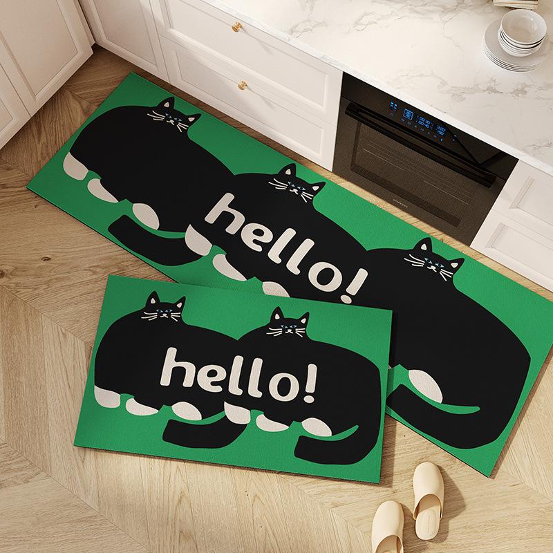 

VIKAMA 1/2PC Kitchen Special Diatom Mud Carpet Home Decor Bathroom Cartoon Illustration Non-Slip, Dirt-Resistant And Easy Clean 40x60cm 16x24inch