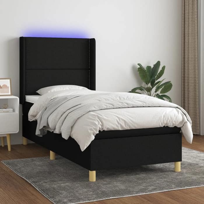 VidaXL Slat Bed Base with Mattress and LED, Upholstered Bed, Single Bed, Adult Bed for Interior Bedroom, 3138775