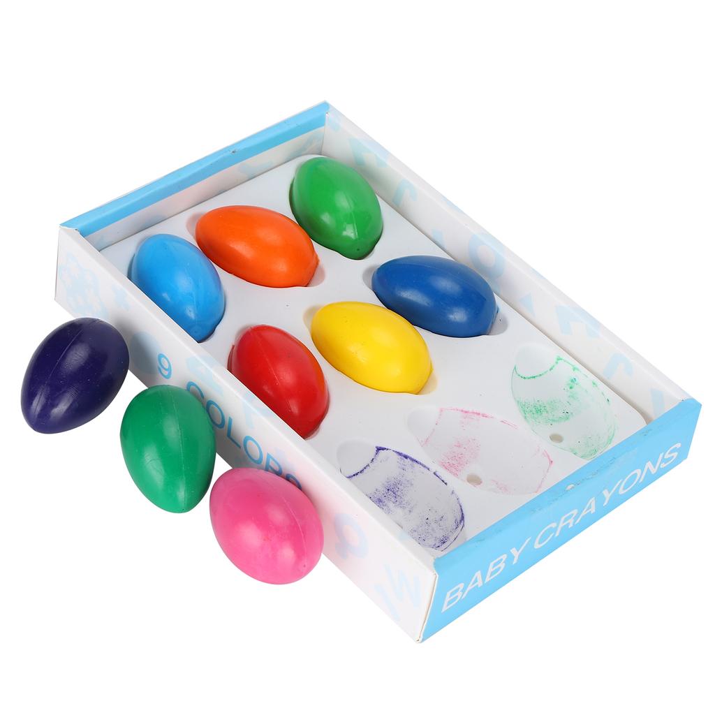 9 stk Maling Egg Fargestifter Vaskbare Barn Maling Tegneverktøy Leker Kunstutstyr