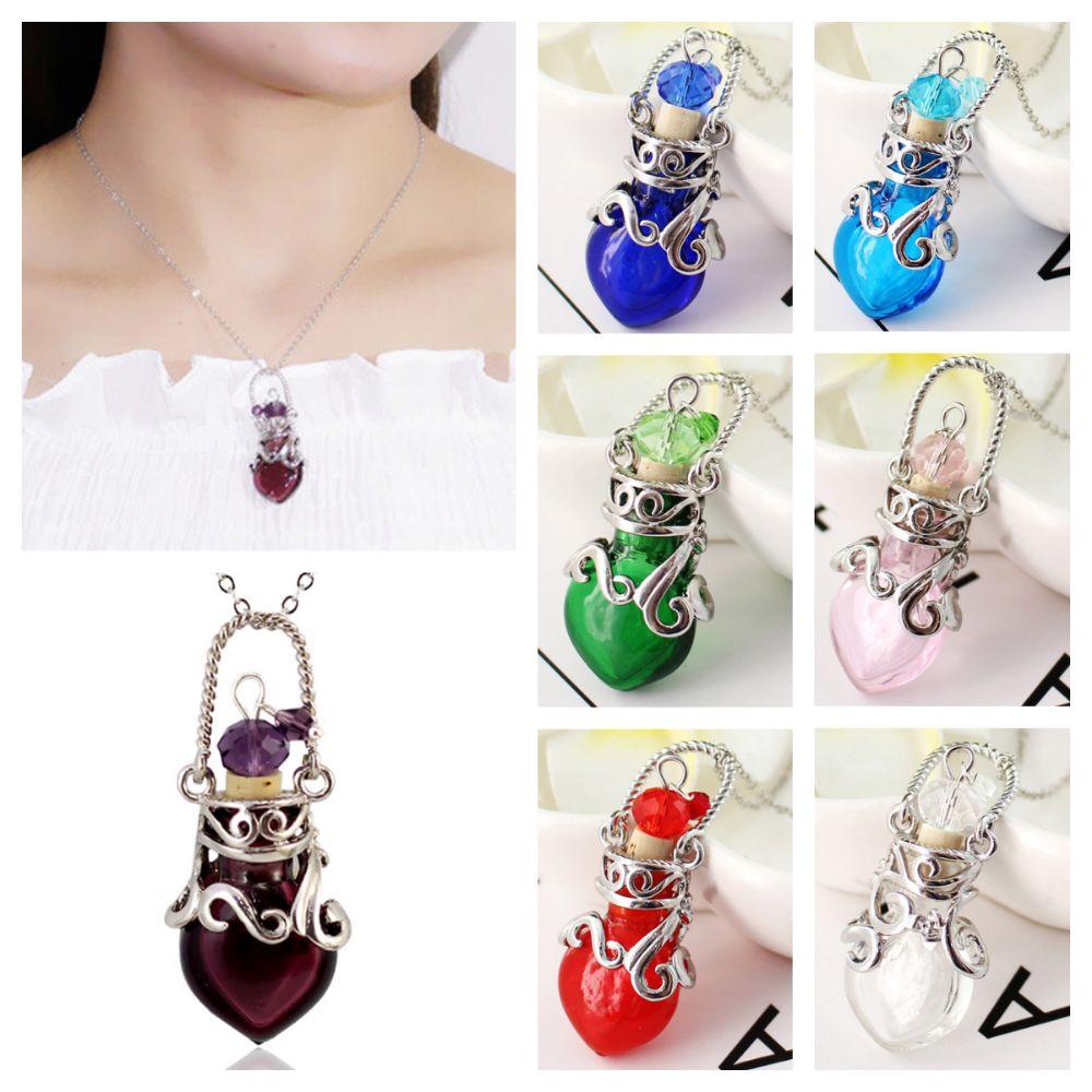 Multicolor Perfume Vial Necklace Glass Vial Perfume Bottle Necklaces Wishing Bottle Pendant Gift