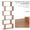 Libreria, Libreria S-Shaped a 6 Ripiani, Unità di Archiviazione, Scaffale Espositore per Soggiorno, Camera da Letto, Studio, Piante, Acero