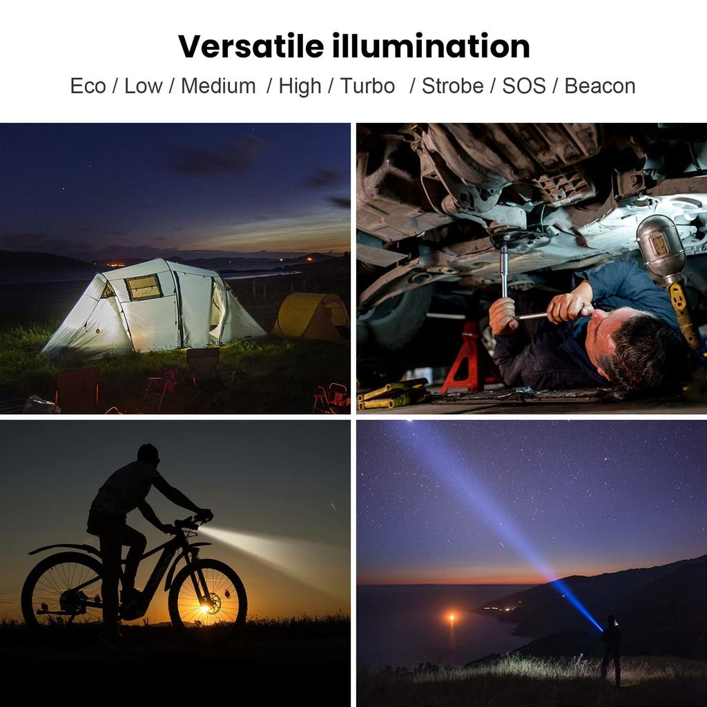 Sofirn SP35T Powerful Disaster High Brightness 3800 Military Grade LED Dual Switch IPX8 Power Outage Emergency Hiking Flashlight, Preparedness,