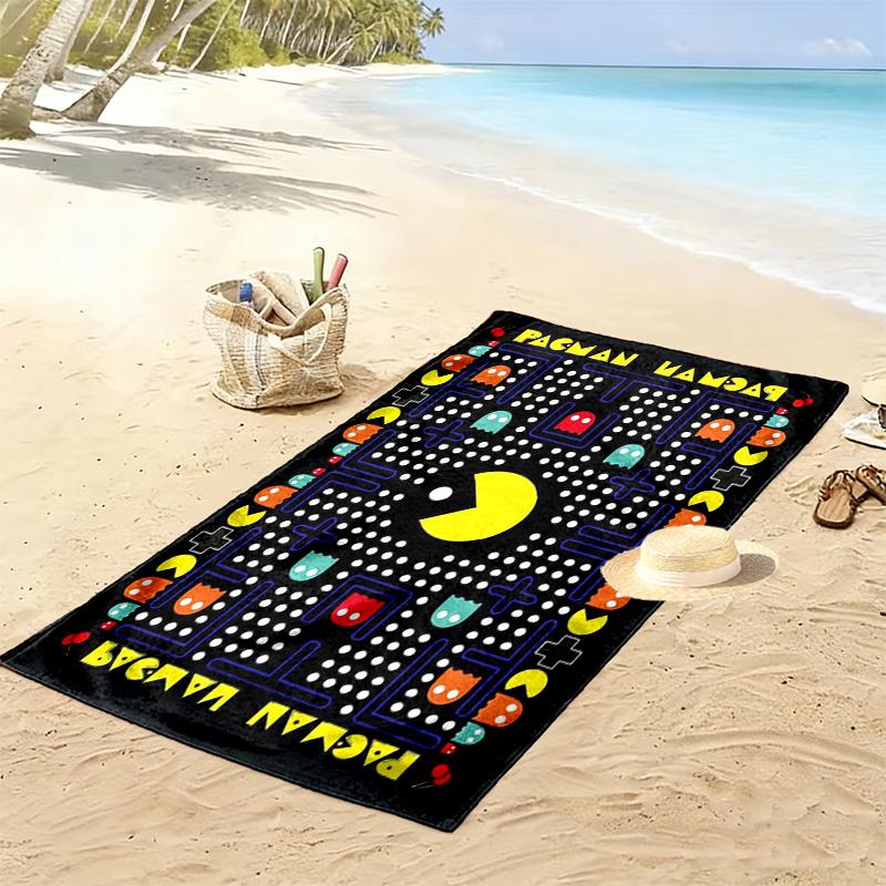 Pacman Print Beach Towel, Large Soft Quick Dry Towel for Beach Camping Swimming