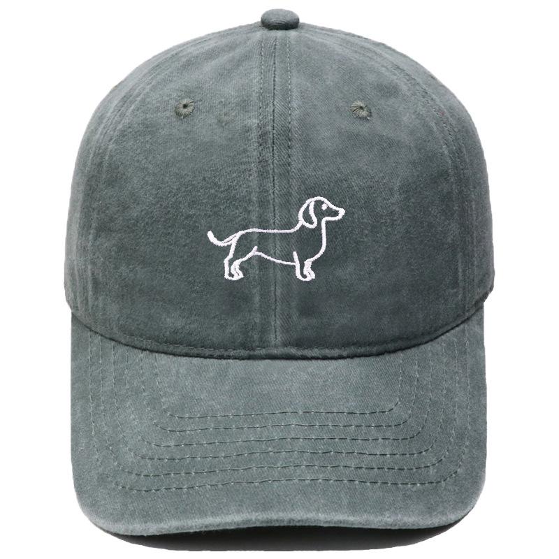 New cartoon cute puppy embroidered baseball cap washed retro simple men's and women's casual versatile sunshade cap