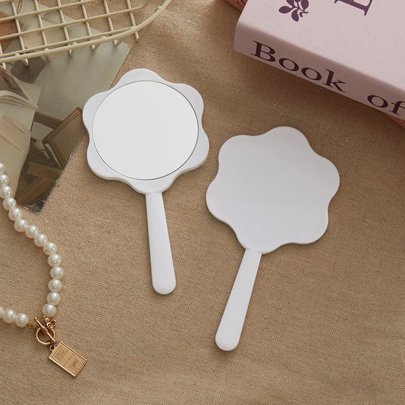 Creative Classic Floral Handheld Makeup Mirror - Portable Mini Touch-up Mirror with Handle