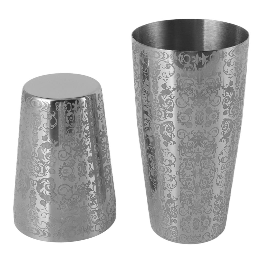 Stainless Steel Cocktail Shaker Engraved Martini Shaker Silver Japanese American Boston Bar Mixer Bottomless