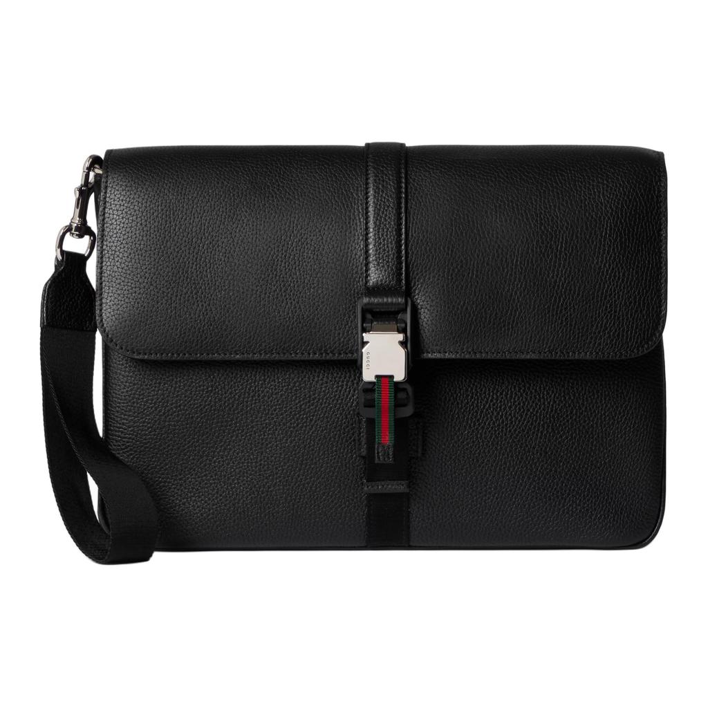GUCCI Soft Grain Leather Clutch Medium Mens Black