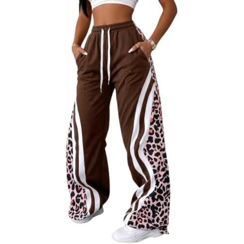 Verdusa Damen Weite Hosen Y2K Leopardenmuster Locker Lange Hosen Lässige Alltagskleidung