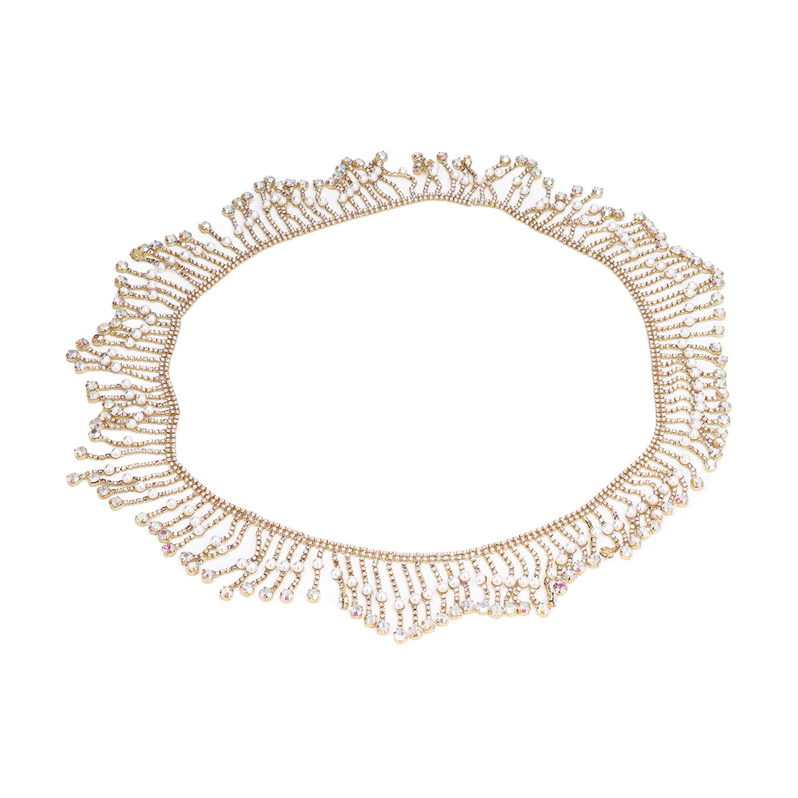 Бахрома из страз 1 ярд Глянцевый блеск Яркий цвет Широкое применение Изысканная бахрома из жемчужных страз для одежды, сумки