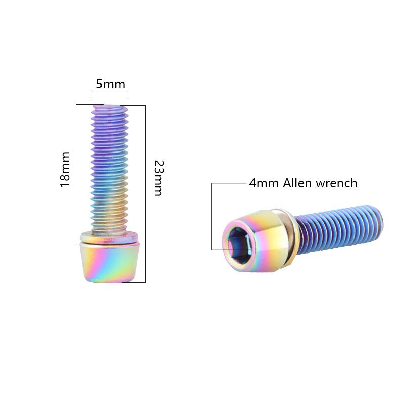 IIIPRO Mountain Bike Stem Screw MTB Aluminum Screws Bolts for Bicycle Power M5*18MM With Washer Handlebar Bolt Cycling