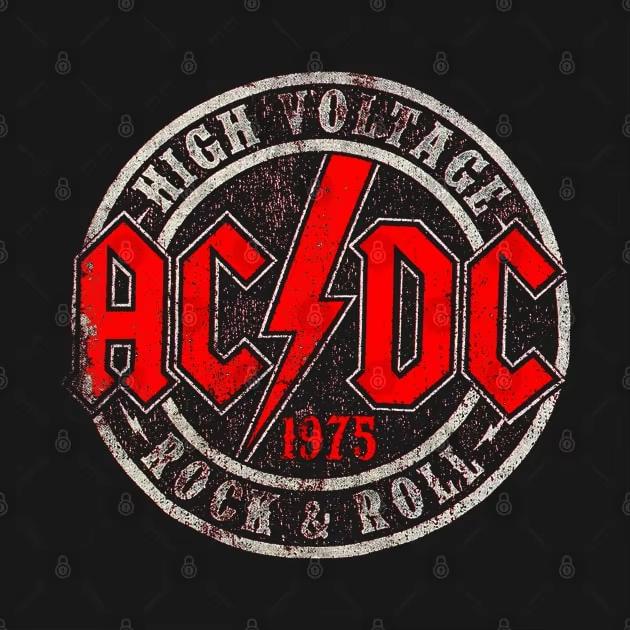 Vintage ACDC 1975 T-ShirtHip Hop Herren Rundhals-Top Kurzarm T-Shirt Gothic High Street Lässige Drucke Geeignet
