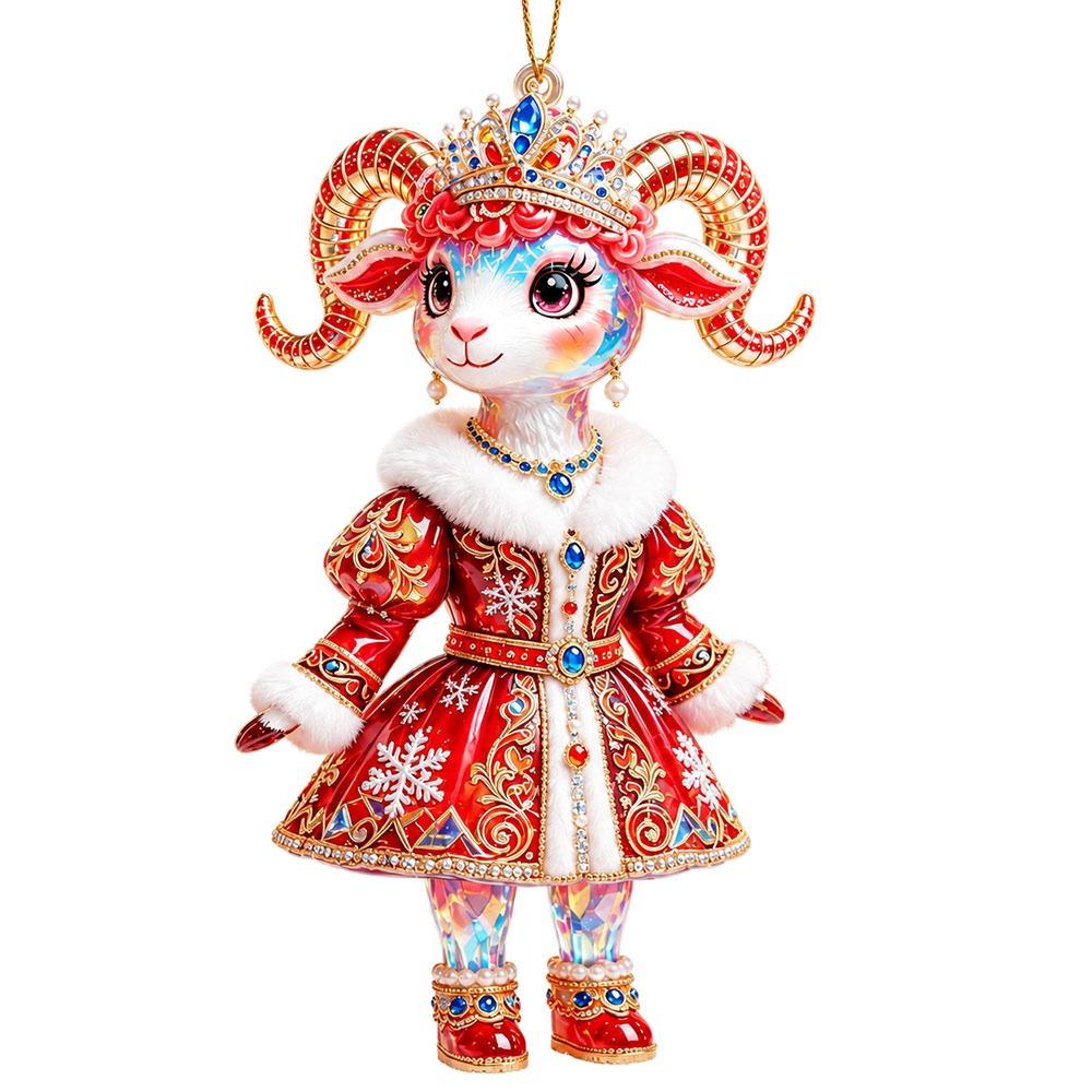Shining Goat Hanging Ornament Acrylic Animal Hanging Decoration Christmas Tree Ornament Bag Charms