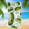Cucumber Print Beach Towel Fresh Vegetable Design Funny Food Theme Quick Dry Soft Microfiber Bath Towel For Food Lovers