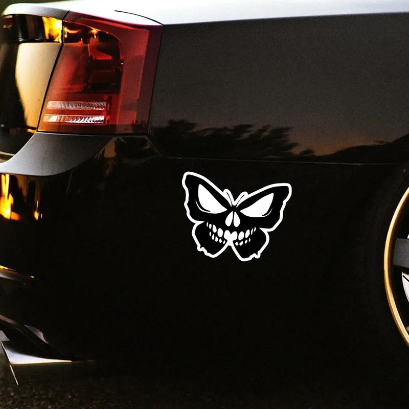Vinyl Sticker Skull Butterfly Tattoo Decal For Car Van Truck SUV Body Side Window Graphic Stripe Styling Decor Accessories
