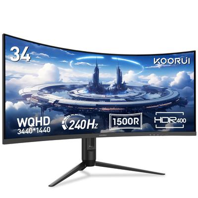 KOORUI G3441XC 34" Curved Gaming-Monitor – WQHD 3440×1440 – 240Hz – VA – 1500R – HDR400 – 1ms MPRT – 4000:1 Kontrast – HDMI 2.1 & DP 1.4