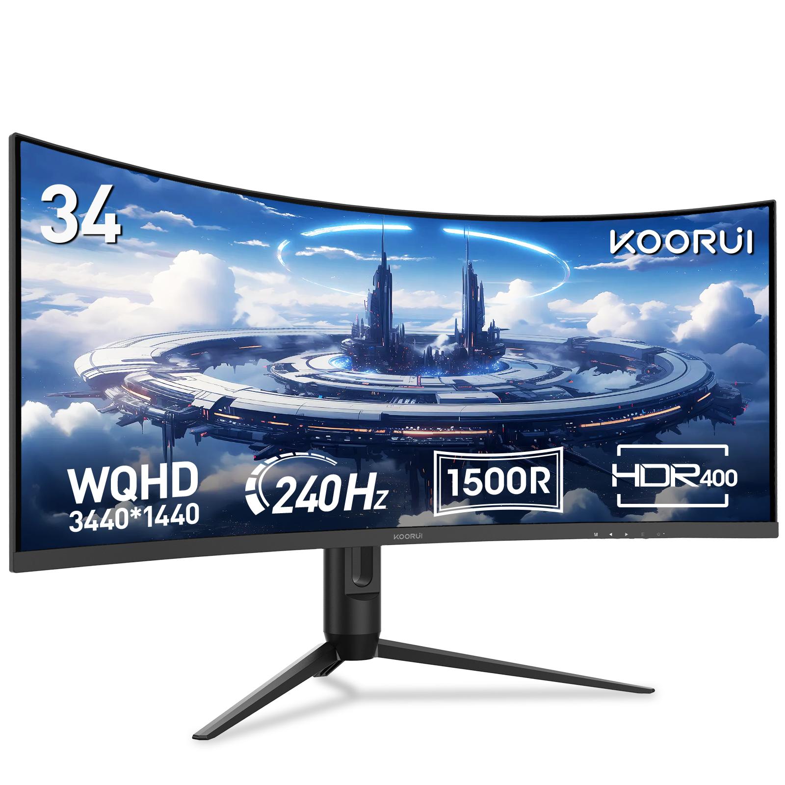 KOORUI G3441XC 34  Curved Gaming-Monitor – WQHD 3440×1440 – 240Hz – VA – 1500R – HDR400 – 1ms MPRT – 4000:1 Kontrast – HDMI 2.1 & DP 1.4 schwarz