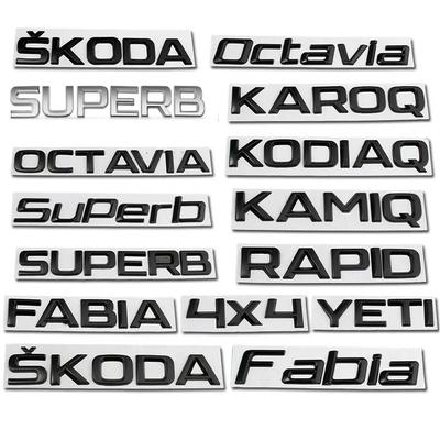 Car Rear Trunk Letters Logo Emblem Sticker for 4x4 Logo Rapid Octavia Fabia Laura Superb VRS Yeti Kodiaq Karoq Accessories