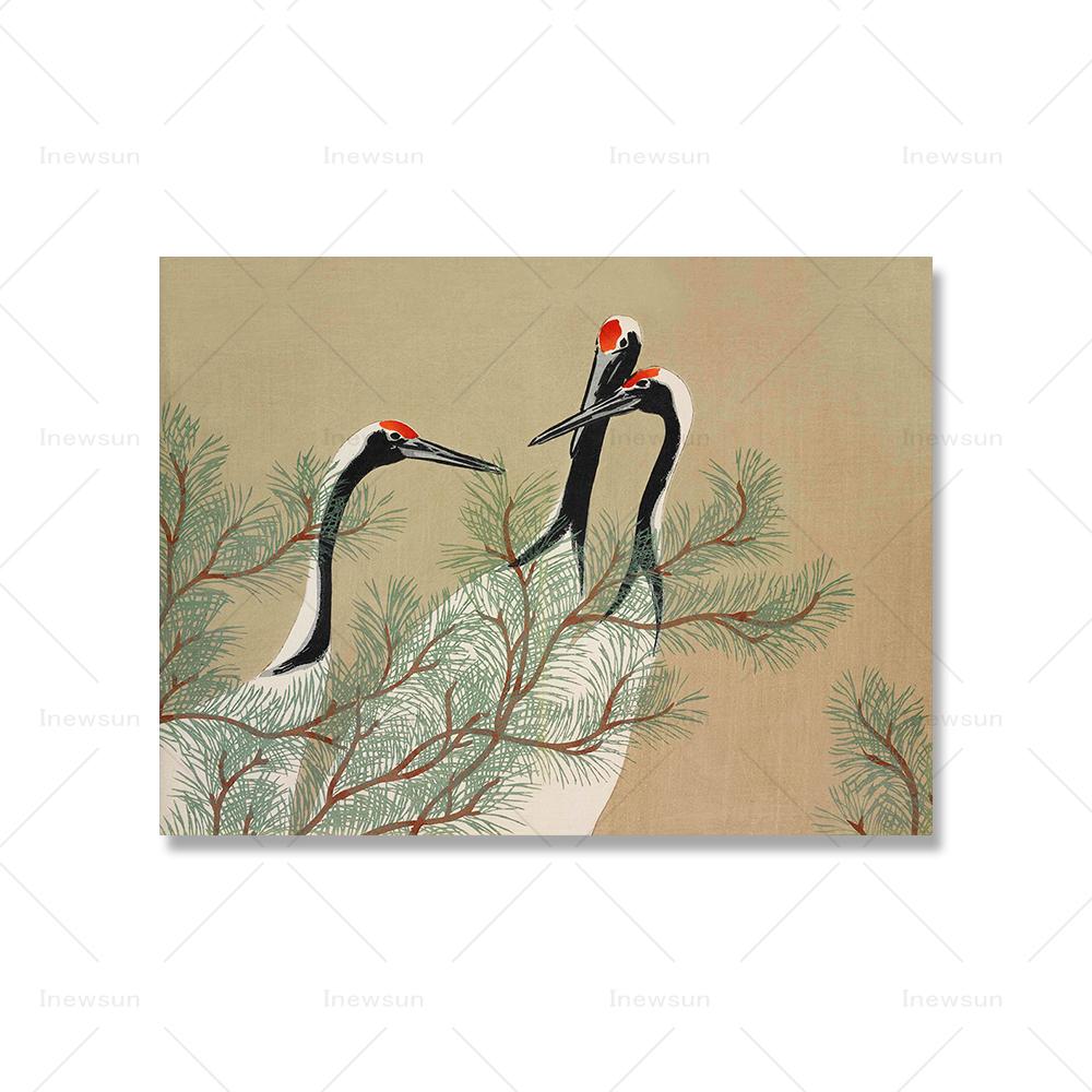 Wall Eclectic Colorful Print Maximalist Home Decor Ichijo Narumi Red Crane Bird Horse Riding Canvas Painting Poster Wall Picture