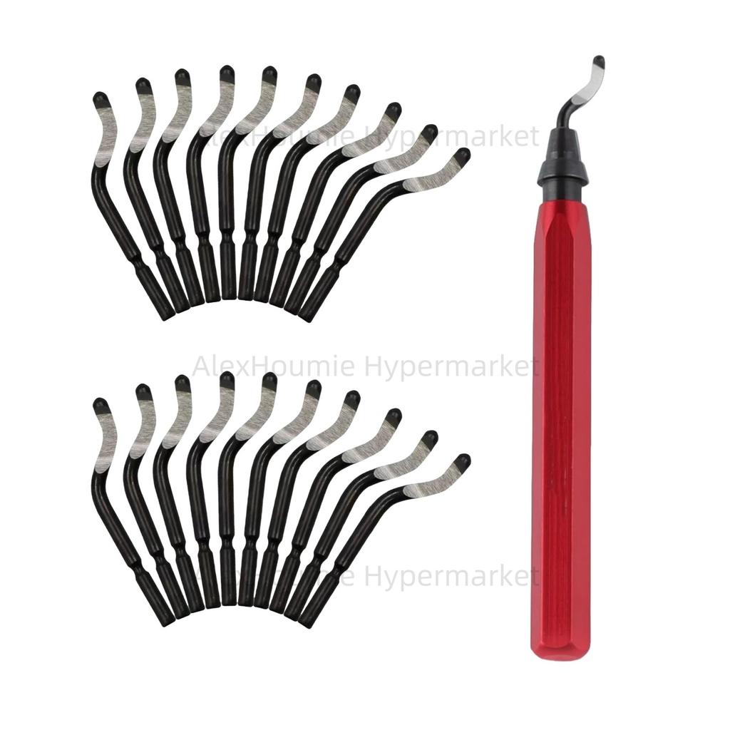 21PCS RB1000 Metal Deburring Tool Bulk Set Deburr Edge Cutting Tool with 360 Degree Rotary Head BS1010 Burr Removal Blades
