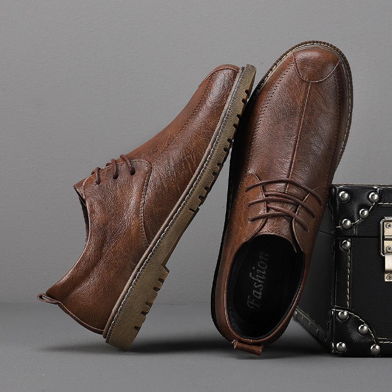 Mens Casual Shoes Newest Leather Lace Up Luxury Oxfords Male Sneakers Solid Formal Shoes Quality Social Shoe Male Flats Men'S Shoes