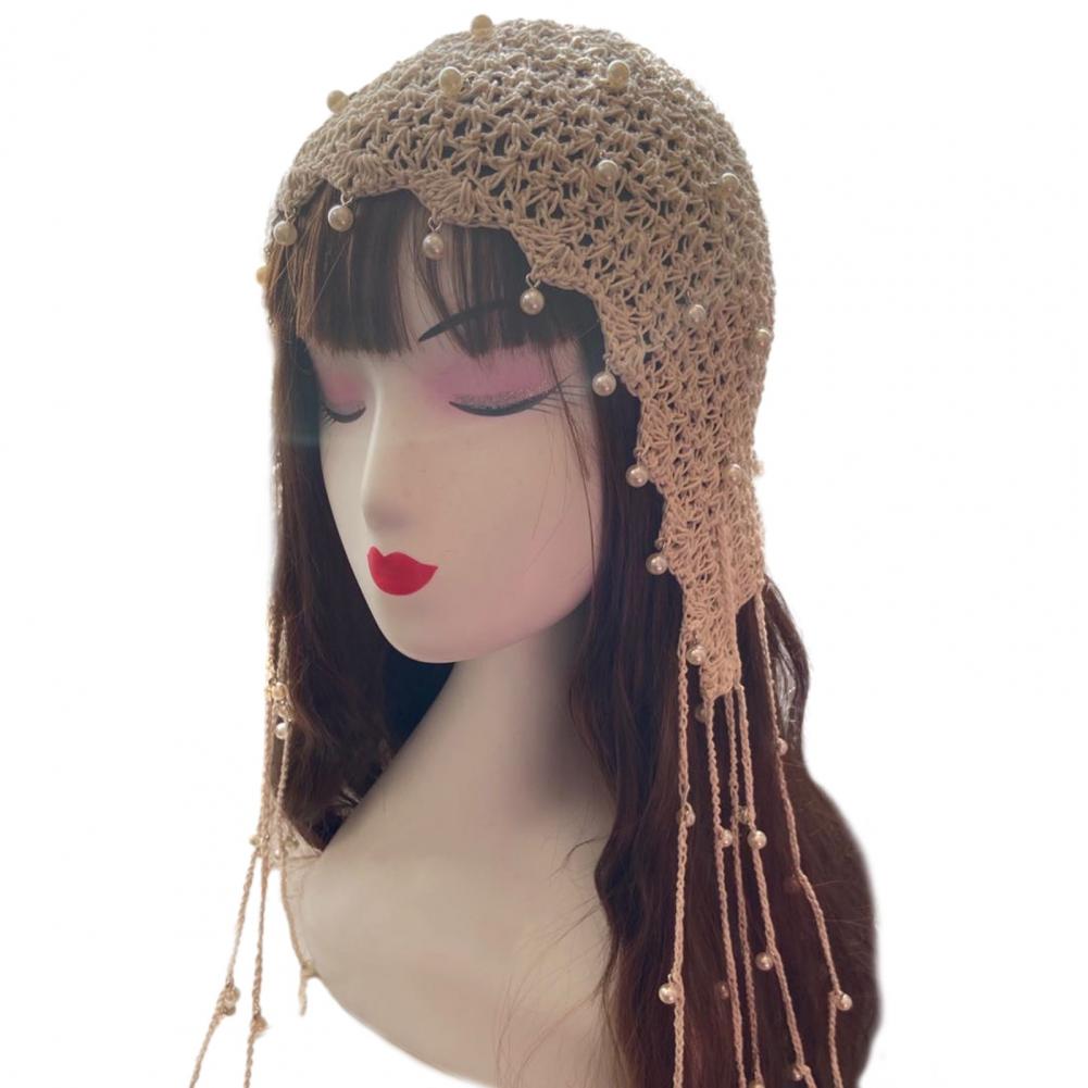 Women Hat Solid Color Faux Pearl Design Super Soft Breathable Wear Resistant Women Spring Autumn Knitted Hat Beanie Cap Decor Fo