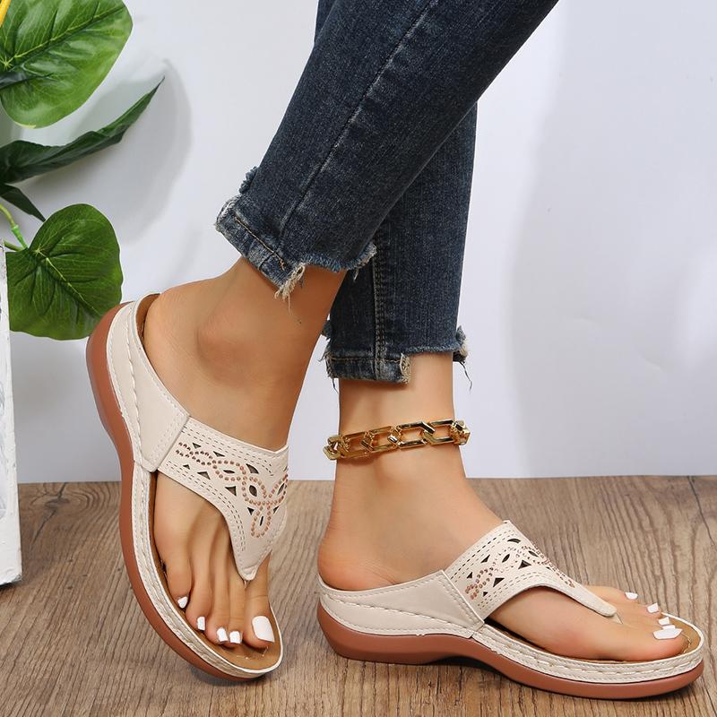 Fashion New Women Platform Sandals Beach Casual Wedges Flip Flops Premium Orthopedic Open Toe Big Toe Anti-slip Outdoor Leather Shoes