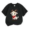 Cute Cartoon Goat Print Kids T Shirt 100% Cotton O-Neck Short Sleeve Casual Tees for Boys Girls Soft Breathable Lightweight Summer Daily Wear Tops for
