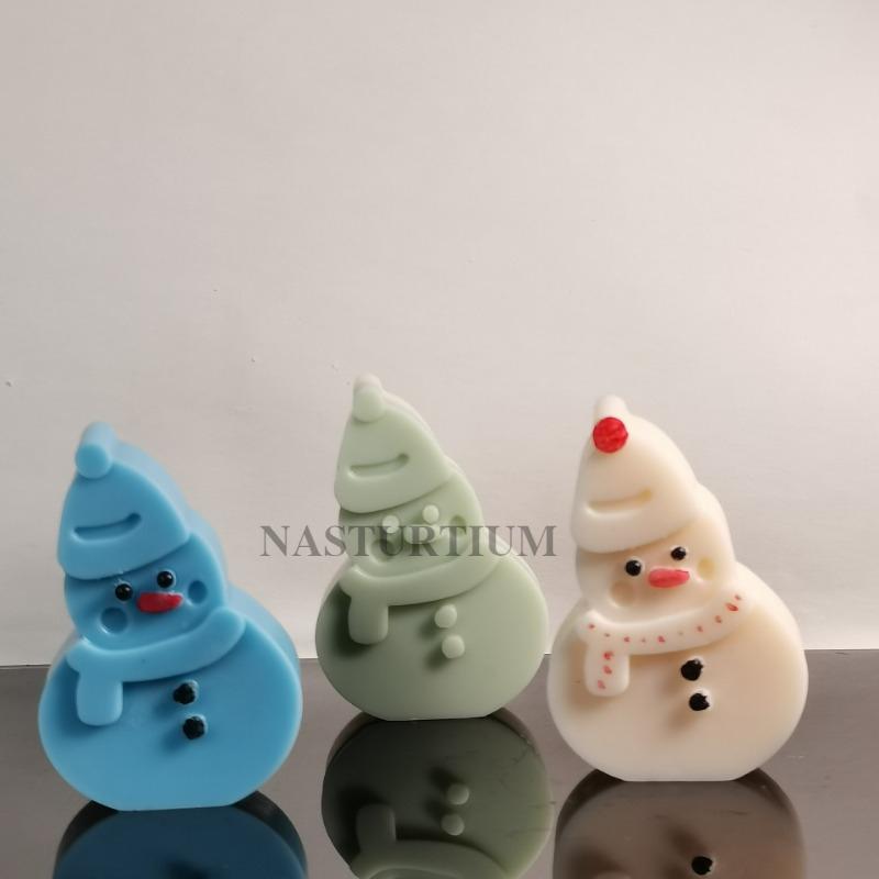 Smiling Snowman Silicone Candle Mold Christmas Handmade Chocolate Cake Baking Tools Home Decoration Crafts Resin Plaster Molds