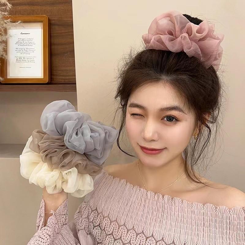 Neue Chiffon Oversize Scrunchies Elastische Haarbänder Frauen Mädchen Große Wolke Weicher Pferdeschwanzhalter Haargummis Haaraccessoires Mode
