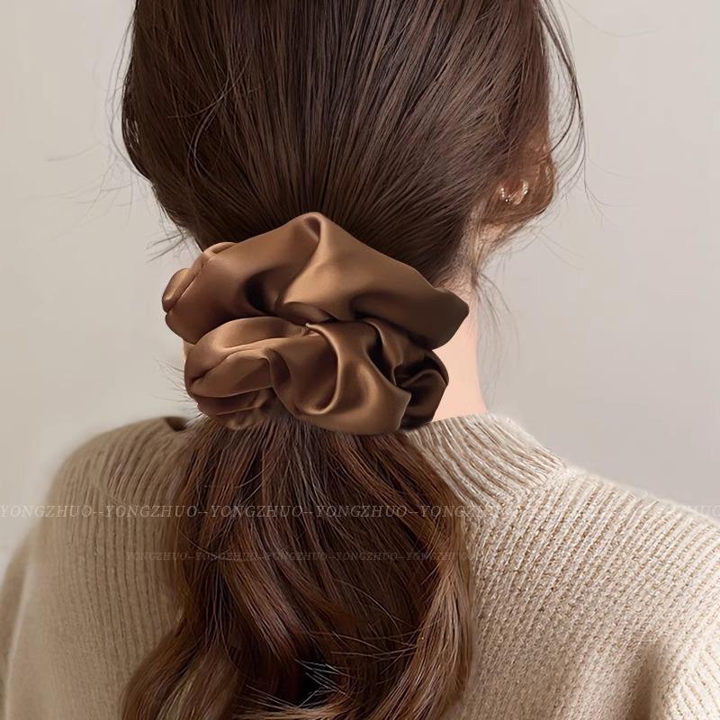 Elegant Solid Leopard Pattern Large Intestine Scrunchie For Women Girls Sweet Hair Band Hair Tie Hair Rope Hair Accessories