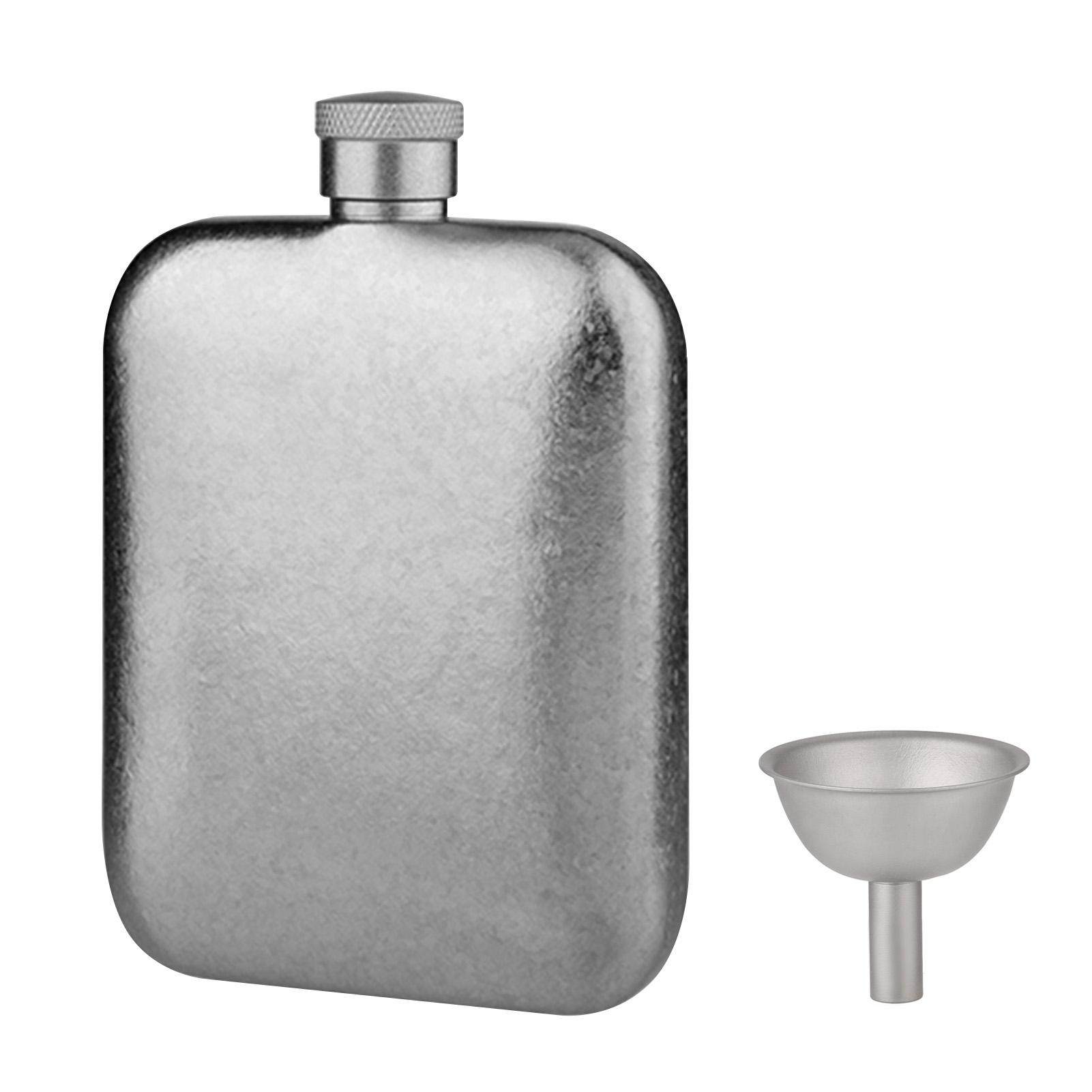 Shoemst Men's Light Titanium Flask With Funnel Ultra Portable Wine Flask Health Selection Whiskey Flask For Screw Cap Seal Drink