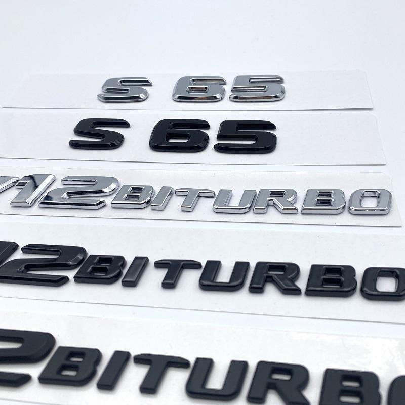 Lettere 3D S63 S65 V12 Biturbo V8Biturbo 4matic+ Emblema in ABS per Mercedes Benz W222 W223 Parafango Auto Bagagliaio Adesivo