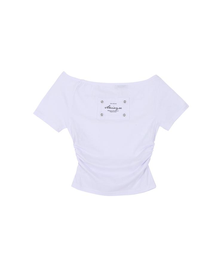 Eonibeu Shirring Lettering T-Shirt White