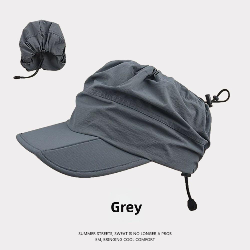 New Foldable Summer Outdoor Quick-drying Cap Adjustable Waterproof Open Visor Baseball Hat UV protection Sun Protection Cap серый