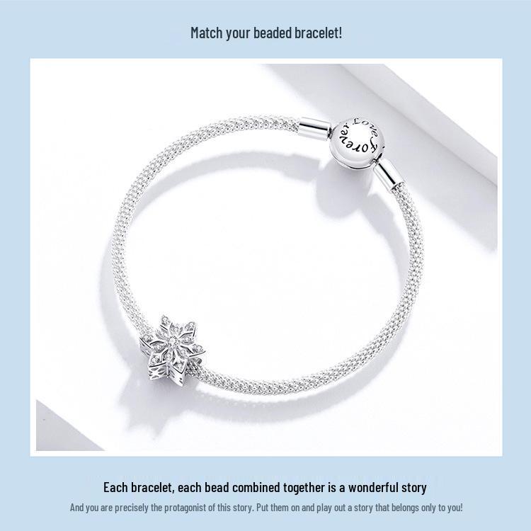 Yin Ziyun White Gold Snowflake S925 Silver Beads BSC368